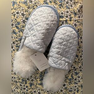 LC Lauren Conrad Quilted Slippers with Faux Fur Lt. Blue Small 6/7